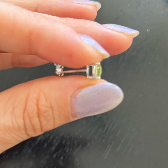 Opal Stud Sterling Silver Earrings - Picture 3 of 4